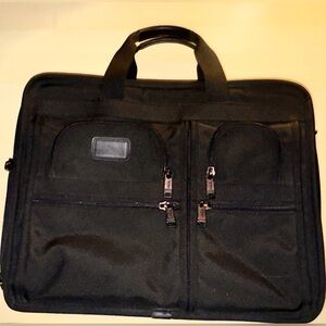 TUMI Alpha Expandable Black Ballistic Nylon. Laptop Briefcase